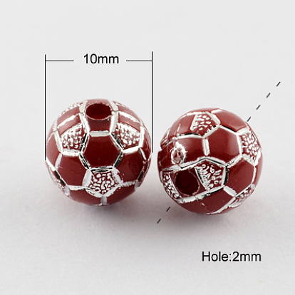 Plating Acrylic Beads, Metal Enlaced, Round, 10mm, Hole: 2mm, about 900pcs/500g