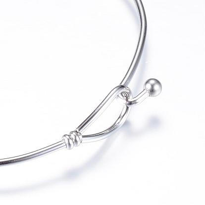 304 Stainless Steel Bangles, with 201 Stainless Steel Beads