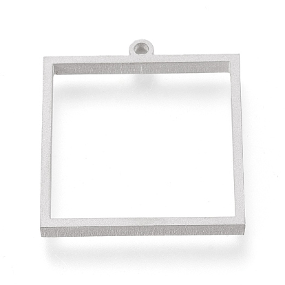 Ion Plating(IP) 304 Stainless Steel Open Back Bezel Pendants, For DIY UV Resin, Epoxy Resin, Pressed Flower Jewelry, Square