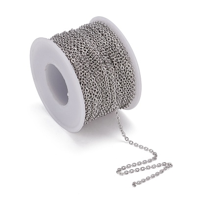 304 Stainless Steel Rolo Chains, Belcher Chain, Soldered, with Spool, 3x2.5x0.5mm, about 82.02 Feet(25m)/roll