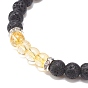Gemstone & Natural Lava Rock Round Beaded Stretch Bracelet, Essential Oil Gemstone Jewelry for Women