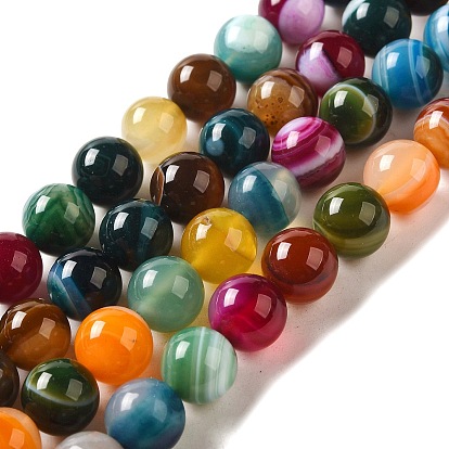 Agate de pierre naturelle rangées de perles rondes, teint, 10mm, Trou: 1mm, Environ 38 pcs/chapelet, 14.96 pouce