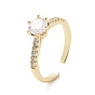 Clear Cubic Zirconia Diamond Open Cuff Ring, Brass Jewelry for Women