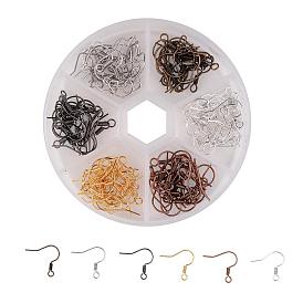 1 Box 6 Color Brass Earring Hooks, with Horizontal Loop, 17mm, Hole: 1.5mm, 21 Gauge, Pin: 0.7mm