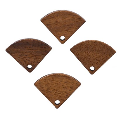 Walnut Wood Stud Earring Findings, with Hole and 304 Stainless Steel Pin, Fan