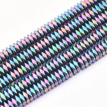 Electroplate Non-magnetic Synthetic Hematite Beads Strands, Vacuum Plating, Faceted, Square