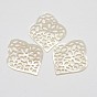 Natural Mother of Pearl Shell Flower Pendants, 37x30x1.5mm, Hole: 1mm