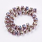 Electroplate Glass Beads Strands, Colours, Faceted, Rondelle