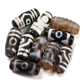 Tibetan Style dZi Beads, Natural Agate Beads, Dyed & Heated, Oval, Mixed Patterns