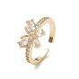 Bague de manchette papillon en zircone cubique transparente, bijoux anneau ouvert pour femme