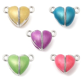 Heart Alloy Enamel Magnetic Clasps, for Couple Jewelry Bracelets Pendants Necklaces Making, Platinum