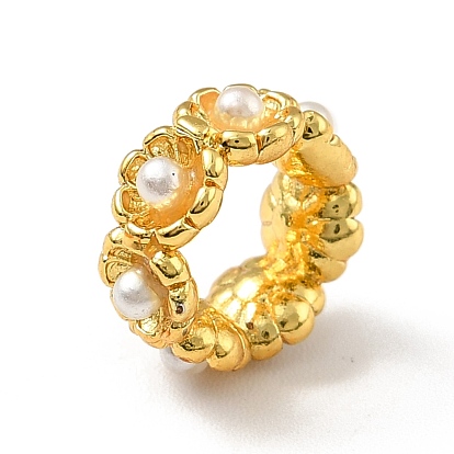 Abalorios de latón, con abs de plástico imitación perla, real 18 k chapado en oro, sin plomo, cadmio, níquel