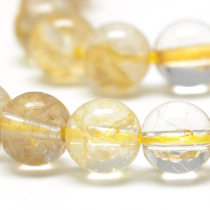 Naturelles quartz rutile brins de perles, ronde