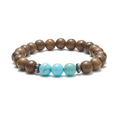 Ensemble de bracelets extensibles en perles de bois de wengé et de pierres précieuses mixtes naturelles et synthétiques de style pcs, bracelets empilables chakra yoga pour femmes