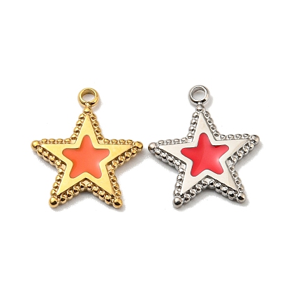 304 Stainless Steel Charms, with Enamel, Star Charms
