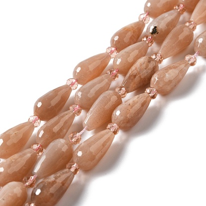 Sunstone naturelle perles brins, facette, larme