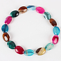 Natural Agate Glossy Oval Bead Strands, Dyed, 25x18x8mm, Hole: 1mm, about 16pcs/strand, 15.75 inch