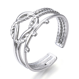 304 anneau de manchette ouvert avec nœud en acier inoxydable, anneau épais creux pour les femmes