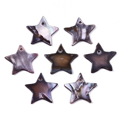 Natural Freshwater Shell Pendants, Dyed, Star