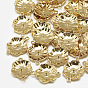 Brass Cabochon Connector Settings, Flower, Real 18K Gold Plated