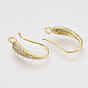 Brass Micro Pave Cubic Zirconia Earring Hooks, with Horizontal Loop, Nickel Free, Clear