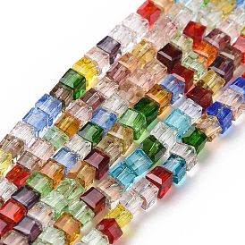 Transparent Glass Bead Strands, Faceted, Square