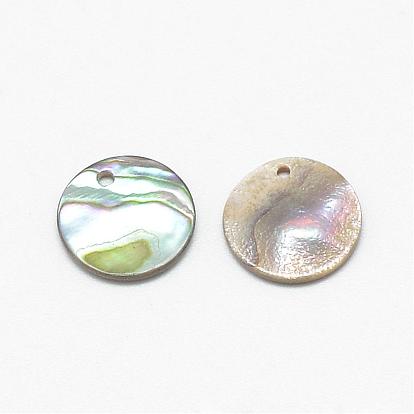Paua shell charms, plat rond