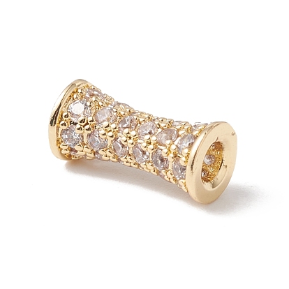 Eco-Friendly Rack Plating Brass Micro Pave Cubic Zirconia Beads, Long-Lasting Plated, Lead Free & Cadmium Free, Column