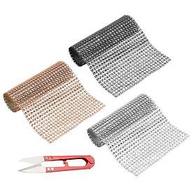 24 Rows Plastic Mesh Rhinestone Trimming, Rhinestone Cup Chains, with Stainless-Steel Scissors