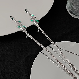 Luxury Green Liquid Snake Hairpin for Chic Commute Hairstyle