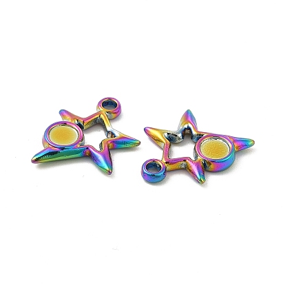 304 Stainless Steel Pendants Cabochon Settings, Star with Round Tray