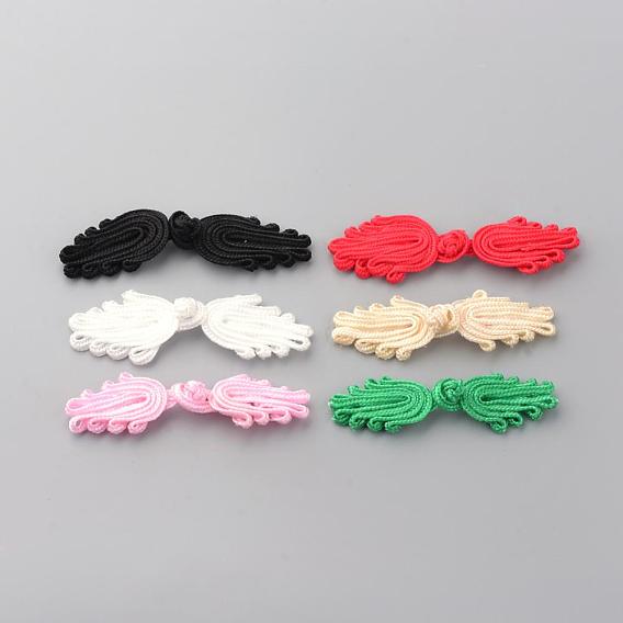 Handmade Chinese Frogs Knots Buttons Sets, Polyester Button, Palm