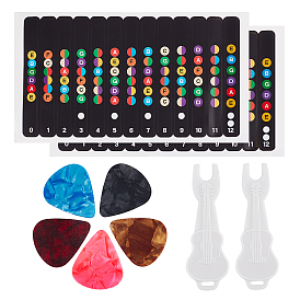 Gorgecraft Plastic Guitar Pick, Nail Picker and Plastic Self-Adhesive Guitar Fretboard Note Map Sticker Labels