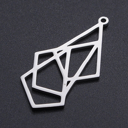 201 Stainless Steel Pendants, Origami, Rhombus