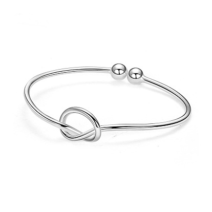 SHEGRACE Hot Trending Knot 925 Sterling Silver Torque Cuff Bangle, 172mm