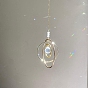 Glass Teardrop & Iron Ring Pendant Decorations, Hanging Suncatchers, for Home Garden Decorations