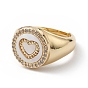 Регулируемое кольцо в форме сердца из прозрачного кубического циркония с эмалью, украшения из латуни для женщин, без кадмия и без свинца