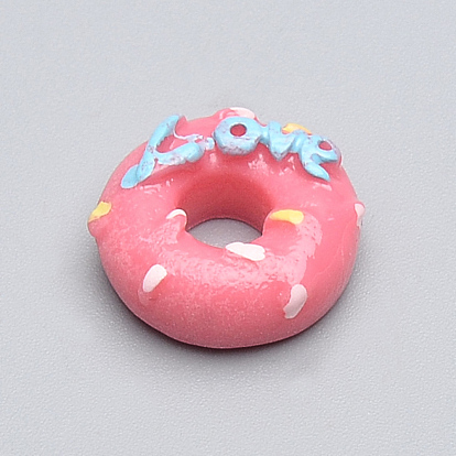 Resin Decoden Cabochons, Donut with Word Love