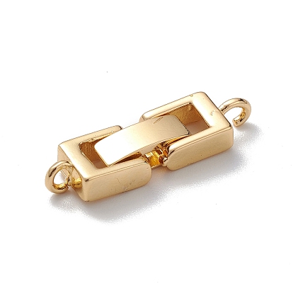 Rack Plating Brass Fold Over Clasps with Loops, for Bracelet Necklace Making, Cadmium Free & Lead Free, Long-Lasting Plated