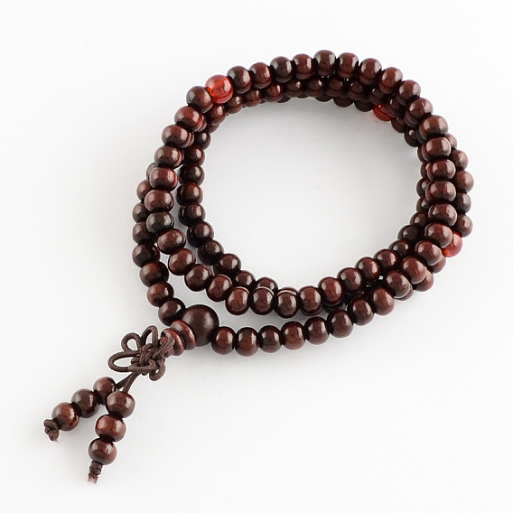 Style wrap bois de bijoux bouddhiste de bracelets de perles rondes ou colliers