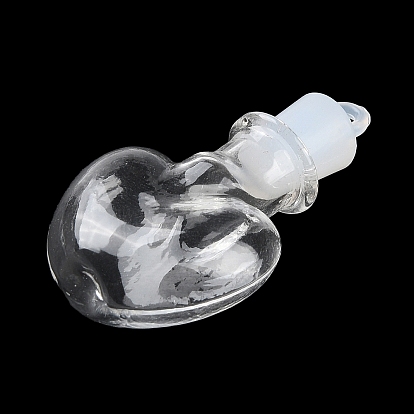 Pendentifs de bouteille de souhait en verre clair, avec bouchon d'étanchéité en plastique