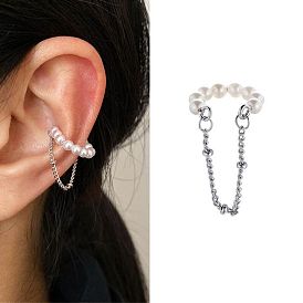 Minimalist Vintage Pearl Double-layer Ear Clip - European and American Style, Cold and Detached.