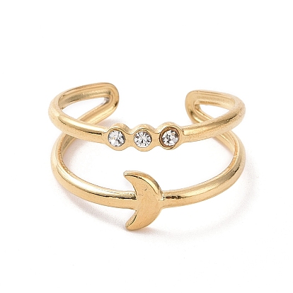 Открытое кольцо-манжета в форме полумесяца из прозрачного циркония, украшения из титановой стали для женщин