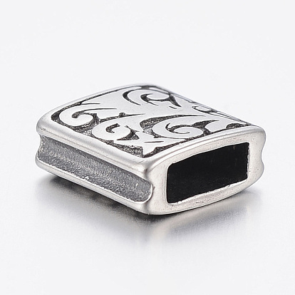 304 Stainless Steel Slide Charms, Square