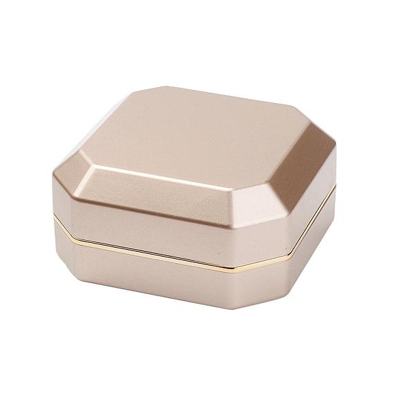 Spray Painted Plastic Bracelet Boxes, with Light and Battery, Square