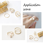 BENECREAT 8Pcs 4 Styles Stackable Brass Wide Band Cuff Ring, Multi Loop Spring Wire Wrapped Open Ring for Women