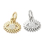 Brass Micro Pave Cubic Zirconia Pendants, with Jump Ring, Lead Free & Cadmium Free, Eye Charm