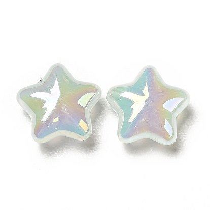 Placage uv arc-en-ciel irisé imitation gelée perles acryliques, étoiles