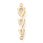 Brass Pave Clear Glass Connector Charms, Three Teardrop Links