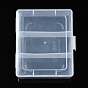 Rectangle Polypropylene(PP) Bead Storage Containers, with Hinged Lid and 3 Grids, for Jewelry Small Accessories